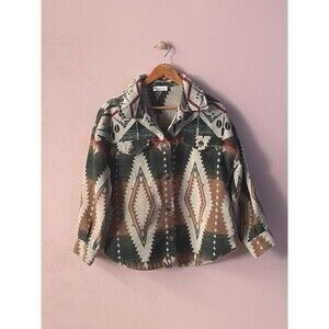New In Green, Brown, Tan, Rust Tribal Printed Shirt Jacket